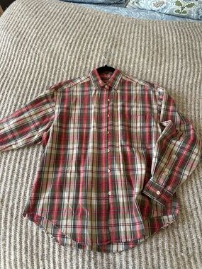 Vintage Calvin Klein Sport 90’s Plaid Button-Down Shirt in Red and Tan